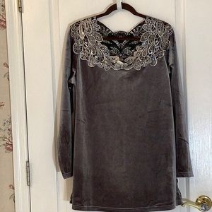 Joan Boyce velvet lace top XL